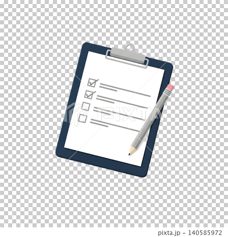 Checklist on clipboard with pencil illustration on black background Checklist on clipboard with pencil illustration on black background 140585972