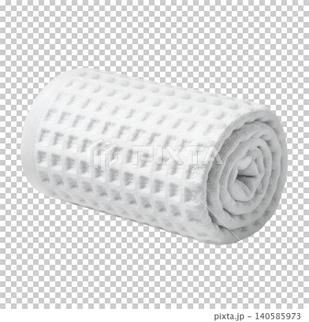 Rolled White Waffle Weave Towel on Black Background Rolled White Waffle Weave Towel on Black Background 140585973