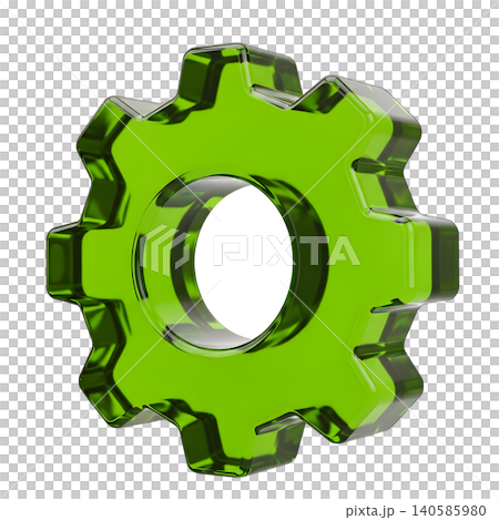 Green transparent gear wheel, isolated on black background, 3D render Green transparent gear wheel, isolated on black background, 3D render 140585980