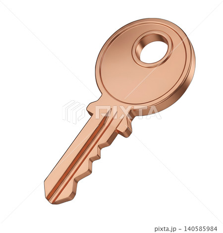 Modern copper key isolated on black, security and access concept. 140585984