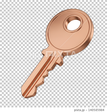 Modern copper key isolated on black, security and access concept. 140585984
