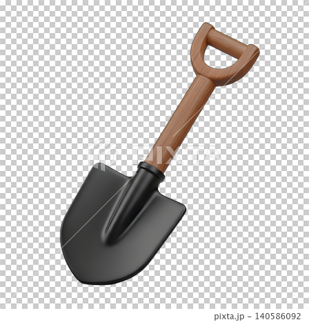 Illustration of a shovel with wooden handle and black blade Illustration of a shovel with wooden handle and black blade 140586092