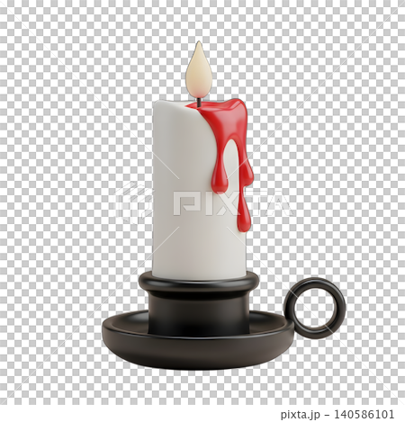 Burning candle with melting red wax in a holder Burning candle with melting red wax in a holder 140586101