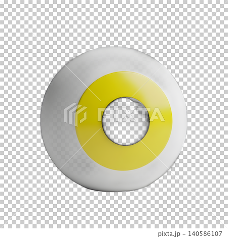 Eye with yellow iris on a black background, 3D render. 140586107