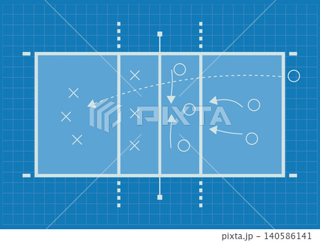 Volleyball Strategy Playbook Diagram with Game Tactics Field Illustration 140586141