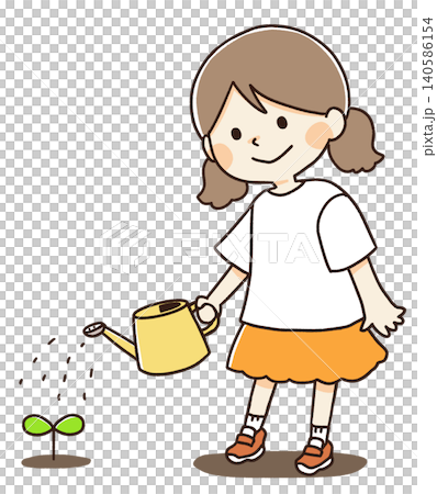 水やりをする子供のイラスト 140586154