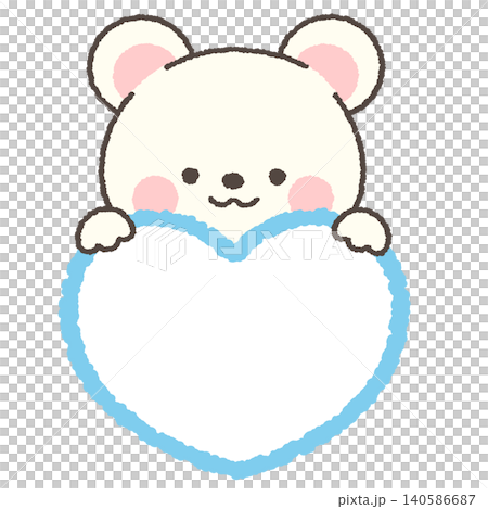 Polar bear peeking out from above the heart 140586687