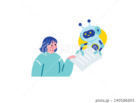 AIを活用する女性のイラスト AIを活用する女性のイラスト 140586805