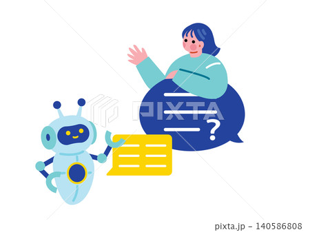 AIに質問する女性のイラスト AIに質問する女性のイラスト 140586808