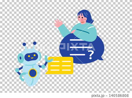 AIに質問する女性のイラスト AIに質問する女性のイラスト 140586808