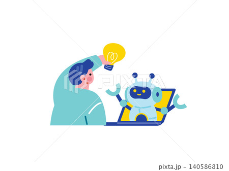 AIを活用する男性のイラスト 140586810