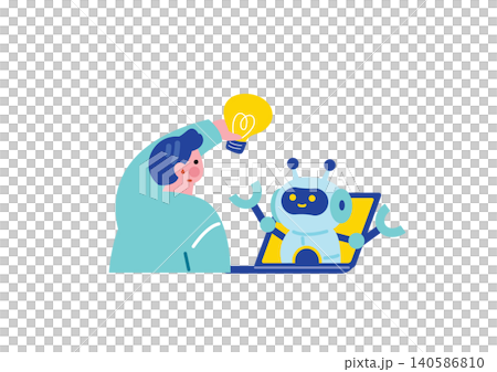 AIを活用する男性のイラスト 140586810