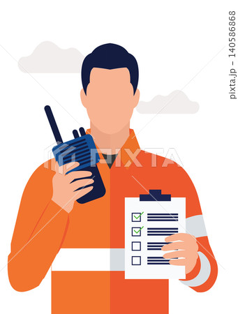 Modern Minimalist Safety Officer Graphic with Pastel Geometric Shape Background 140586868