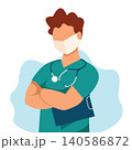 Professional Healthcare Worker Illustration with Medical Uniform and Stethoscope. Stock Illustration 140586872