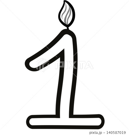 Out line Birthday candle numbers featuring zero to nine  doodle style cute ,Decoration for card and coloring book. 140587019