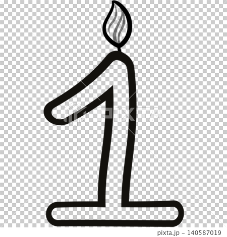 Out line Birthday candle numbers featuring zero to nine  doodle style cute ,Decoration for card and coloring book. 140587019