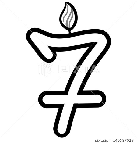 Out line Birthday candle numbers featuring zero to nine  doodle style cute ,Decoration for card and coloring book. 140587025