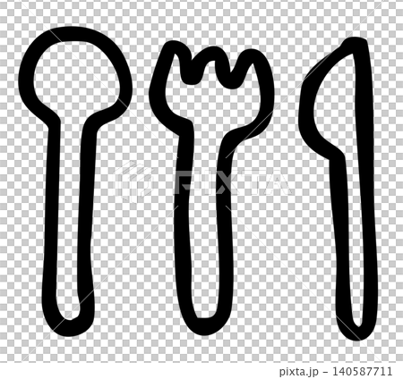Hand drawn outline of spoon, fork and knife for kid colouring book, cutlery, eating, cuisine, food, kitchenware, kitchen, department store, kid drawing style, home decor, online shopping, supermarket Hand drawn outline of spoon, fork and knife for kid colouring book, cutlery, eating, cuisine, food, kitchenware, kitchen, department store, kid drawing style, home decor, online shopping, supermarket 140587711