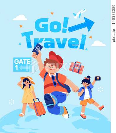 Joyful summer travel leisure illustration 140588089
