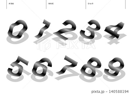 ウェーブの0から9までの数字のセット_066 ウェーブの0から9までの数字のセット_066 140588194