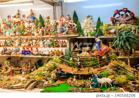 Figurines for the decoration of Christmas nativity scenes for sale at the typical Christmas market Figurines for the decoration of Christmas nativity scenes for sale at the typical Christmas market 140588206