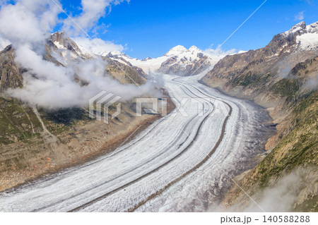 Beautiful view of the Great Aletsch Glacier in Valais canton, Switzerland. View from Eggishorn 140588288
