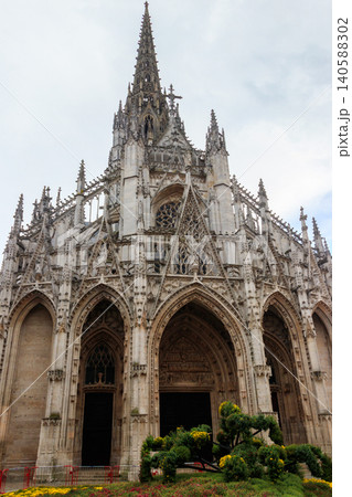 The church of Saint-Maclou church in Rouen, France. One of the best examples of the Flamboyant style of Gothic architecture in France The church of Saint-Maclou church in Rouen, France. One of the best examples of the Flamboyant style of Gothic architecture in France 140588302