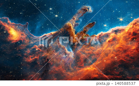 Star forming region somewhere in deep space near pillars of creation in bright colors. 140588537