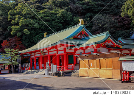 Main hall at Akama Shrine, Shimonoseki City, Yamaguchi Prefecture, Japan. 140589828