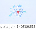 海の文字絵　イルカ　背景素材　手書き　色鉛筆画 140589858