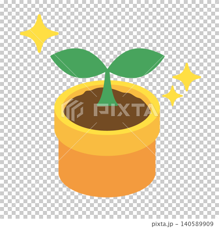 Germination in a flowerpot Germination in a flowerpot 140589909