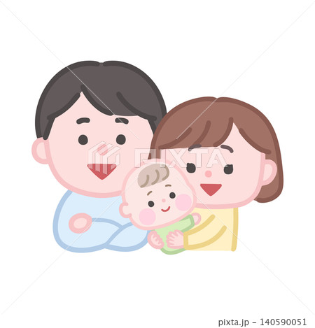赤ちゃんと両親 140590051