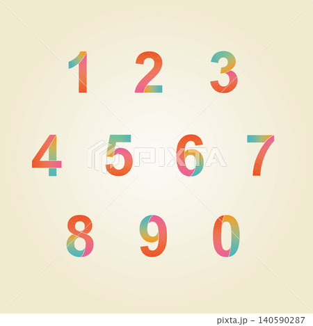 グラデーションカラーの数字 セット グラデーションカラーの数字 セット 140590287