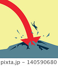 Business Failure Concept with Falling Arrow and Crash Impact Illustration 140590680