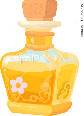 Perfume Bottle with Fresh Leaves Illustration Perfume Bottle with Fresh Leaves Illustration 140590749
