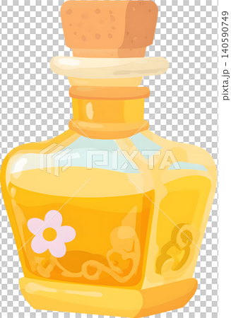 Perfume Bottle with Fresh Leaves Illustration Perfume Bottle with Fresh Leaves Illustration 140590749