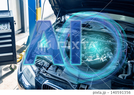 Car mechanic using AI diagnostic interface and augmented reality for vehicle repair 140591356