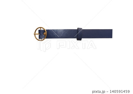Blue fashion belt with gold buckle isolated on white background Blue fashion belt with gold buckle isolated on white background 140591459