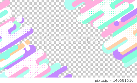 A pop-art frame background with Memphis-style shapes scattered diagonally. Yellow, horizontal, 16:9 aspect ratio. 140591510