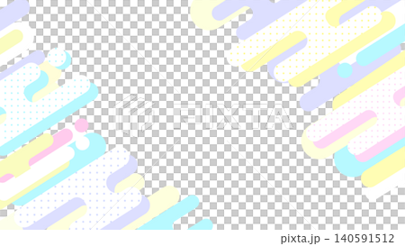パステルイエローのメンフィス風シェイプが斜めに散りばめられたゆめかわいいポップ背景 横長 16:9 パステルイエローのメンフィス風シェイプが斜めに散りばめられたゆめかわいいポップ背景 横長 16:9 140591512