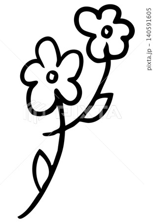 Hand drawn flower cartoon outline for kid colouring book, floral print, sticker, nature, garden, spring, summer, plants, tree, blossom, blooming, home backyard, picnic, park, outdoors, home, house	 140591605