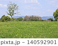 郡山城　裏の公園から見た天守の石垣 140592901