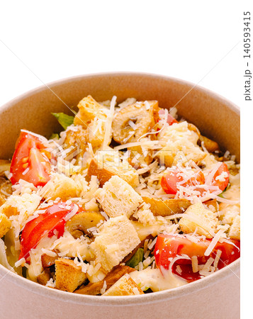 Fresh Caesar salad with mushrooms and croutons Fresh Caesar salad with mushrooms and croutons 140593415