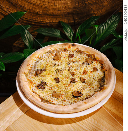 Gourmet Pizza With Black Truffle Slices And Cheese Gourmet Pizza With Black Truffle Slices And Cheese 140593458