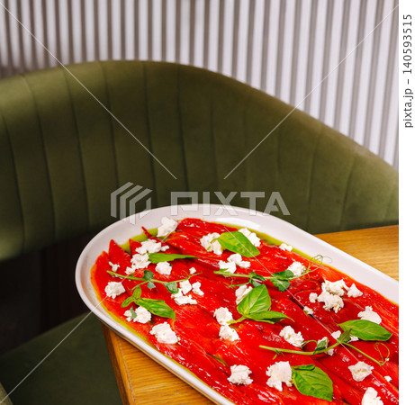 Roasted Red Peppers With Feta Cheese Appetizer Roasted Red Peppers With Feta Cheese Appetizer 140593515