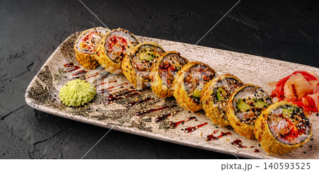 Fried Tempura Sushi Rolls With Sweet Unagi Sauce Fried Tempura Sushi Rolls With Sweet Unagi Sauce 140593525