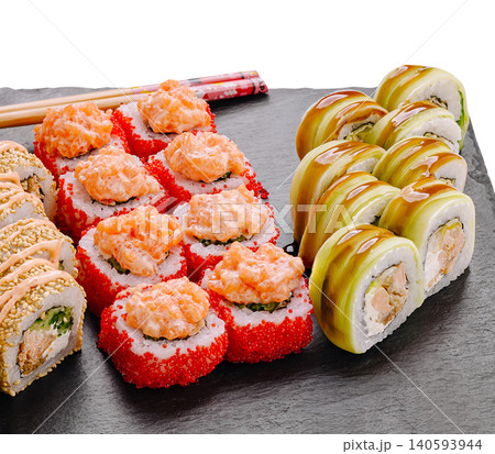 Assorted Premium Sushi Maki Rolls Set Platter 140593944