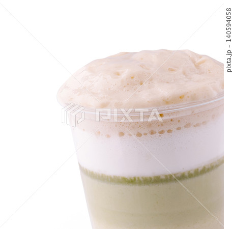Iced Matcha Green Tea Latte With Foam Iced Matcha Green Tea Latte With Foam 140594058