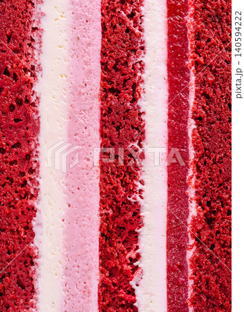 Texture Of Red Velvet Cake With Cream Layers Texture Of Red Velvet Cake With Cream Layers 140594222