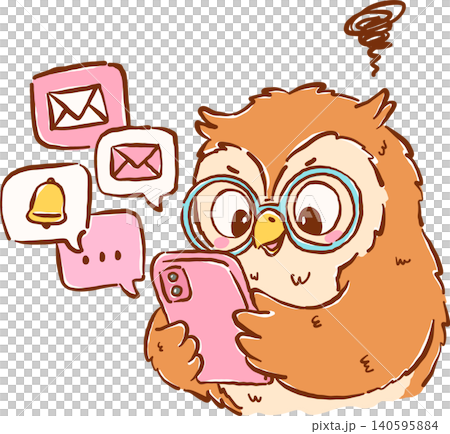 Teacher Life, Cute Owl Using Smartphone With Notifications Cartoon Hand Drawn Teacher Life, Cute Owl Using Smartphone With Notifications Cartoon Hand Drawn 140595884